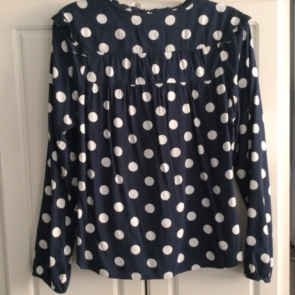 NWT Navy Polka Dot Blouse Medium